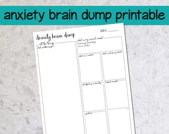 Anxiety planner, brain dump planner, anxiety printable, anxiety worksheet, anxiety workbook for adults, anxiety brain dump printable