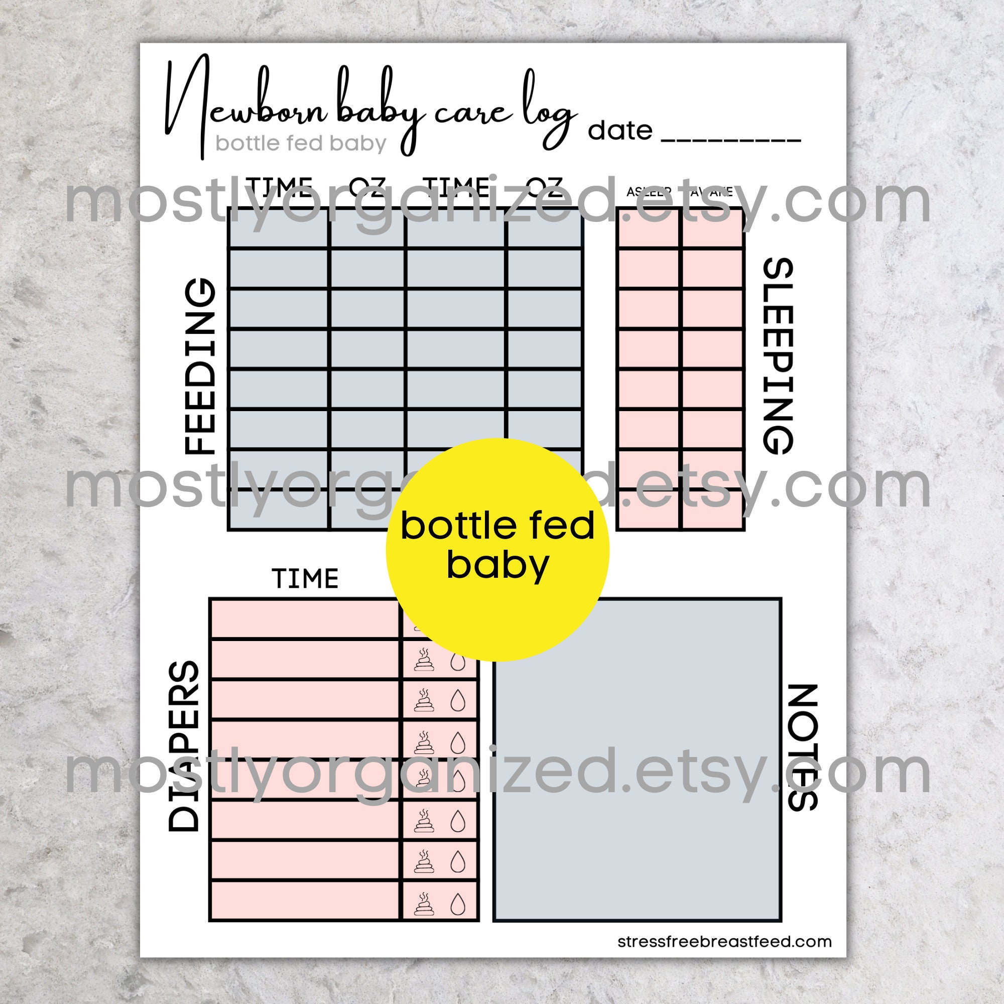 Printable Newborn Feeding Schedule, Infant Daily Report, Printable ...