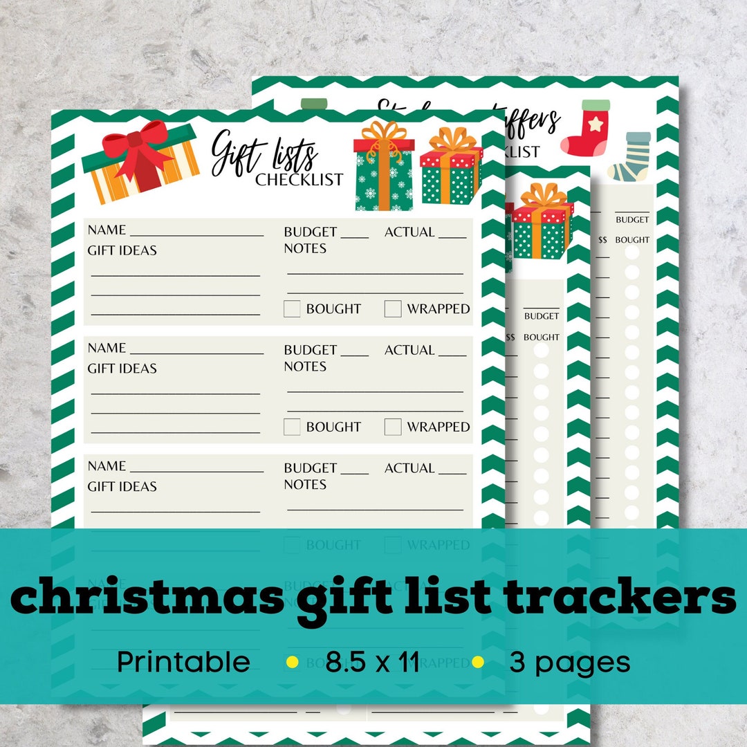 Printable Christmas Gift List, Christmas Gift Ideas List, Printable