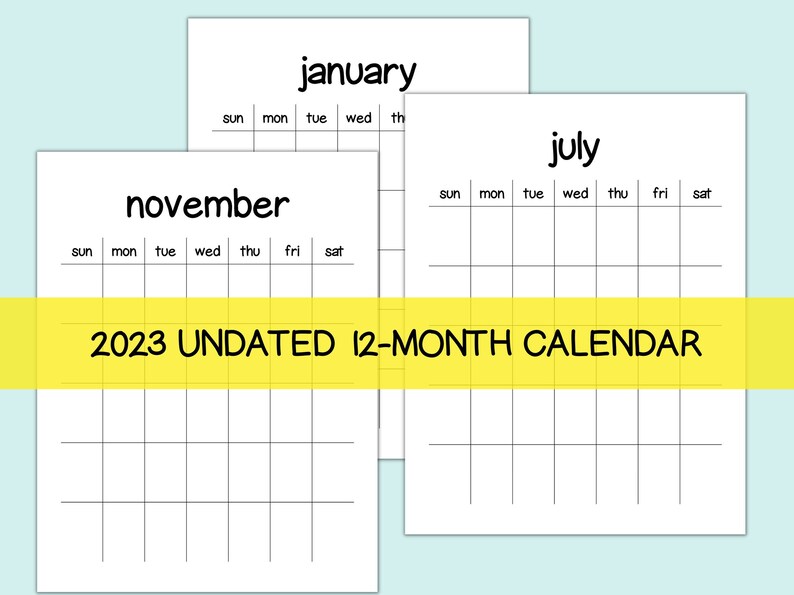 Blank Portrait Calendar Printable Undated Calendar Template - Etsy