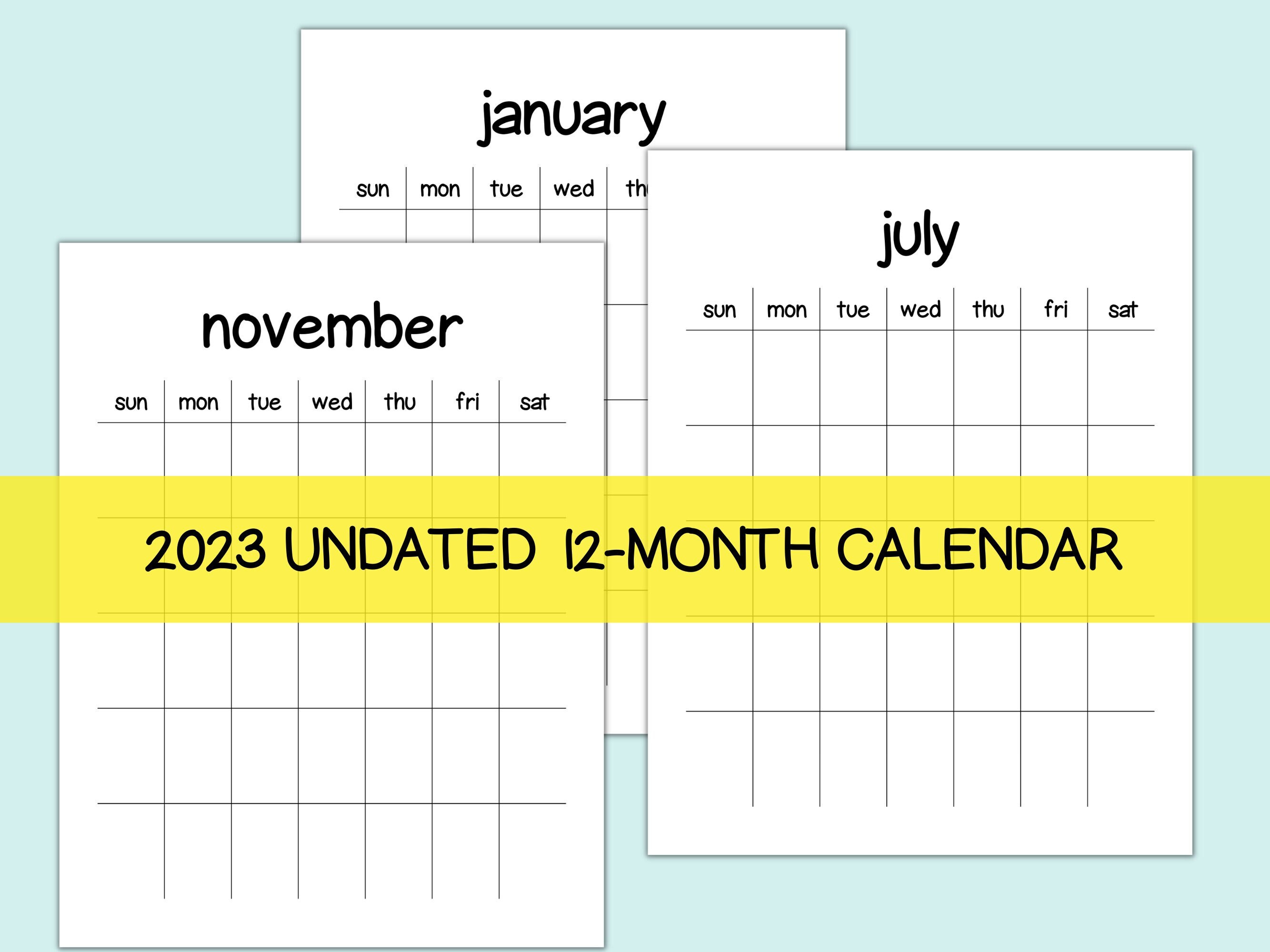 Blank Portrait Calendar Printable Undated Calendar Template - Etsy