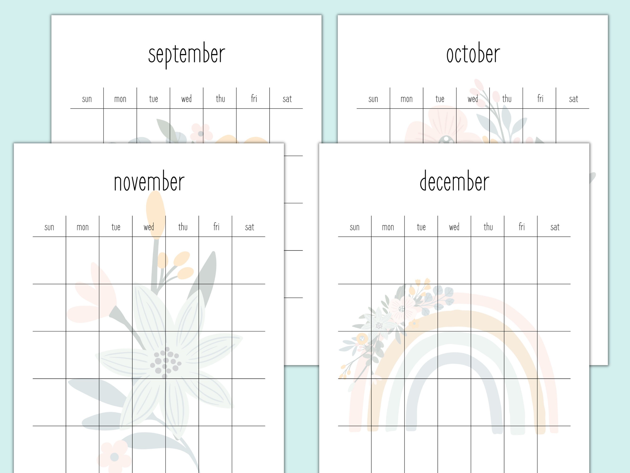 Month at a Glance Printable, Blank Portrait Calendar Printable ...