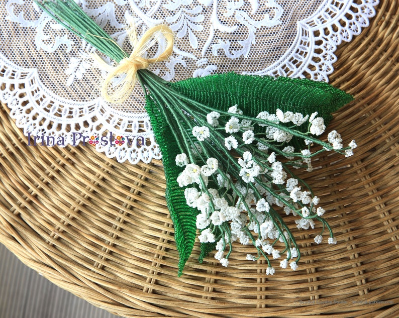 Beaded flowers Lily of the valley Seed bead tutorials Flower Etsy