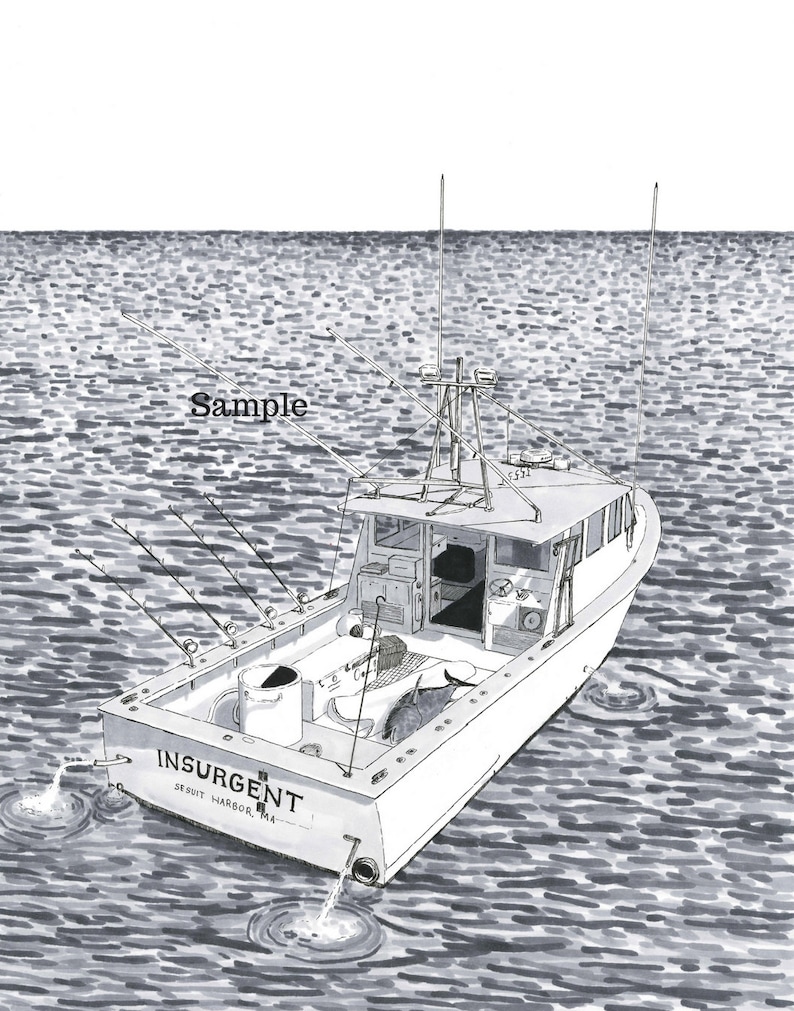 Fisherman Gift Lobsterman Gift Custom Lobster Boat Drawing Etsy