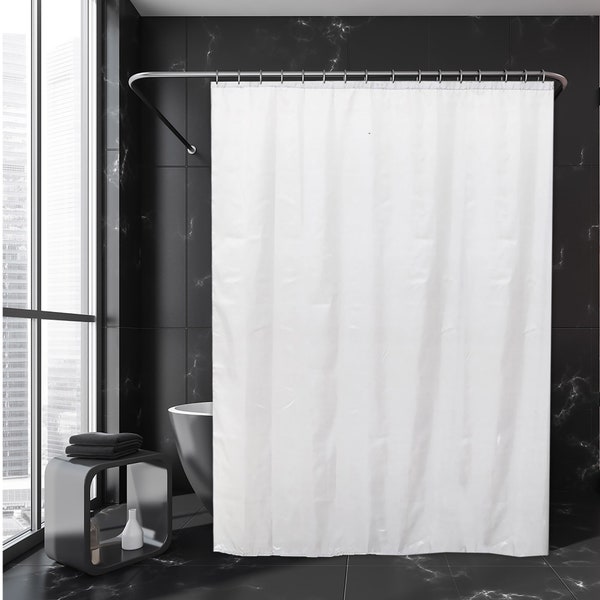 White Extra Wide Shower Curtain Polyester 16 Rings 95"W x 79"L