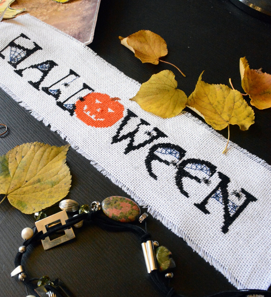 Halloween cross stitch alphabet pattern PDF spooky font Etsy