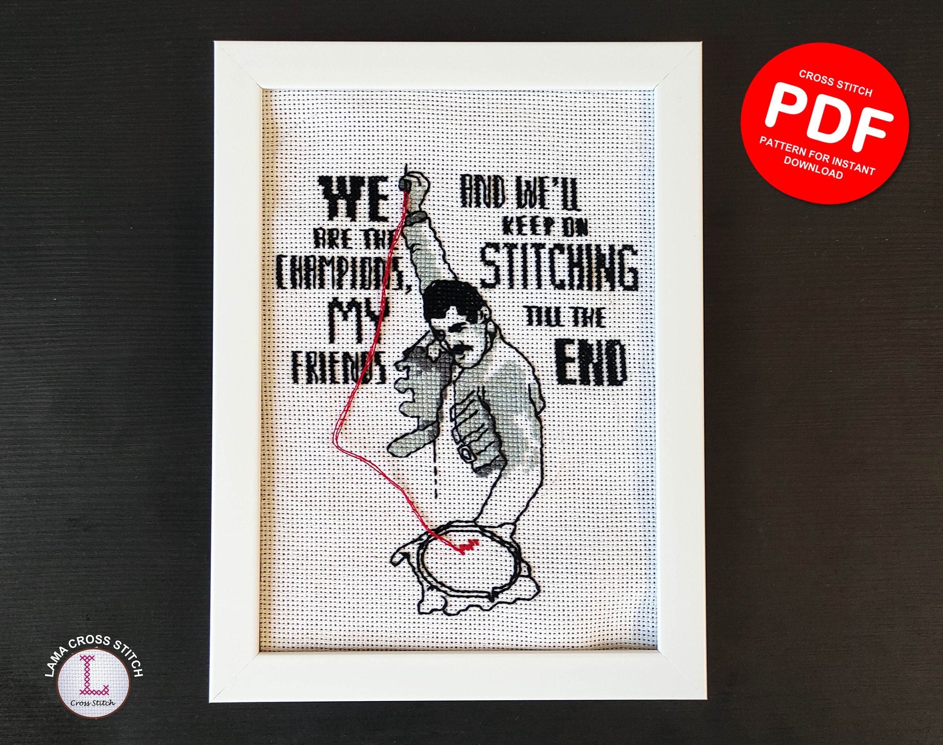 Meme cross stitch pattern PDF Freddie Mercury with hoops Meme cross stitch pattern PDF Freddie Mercury with hoops