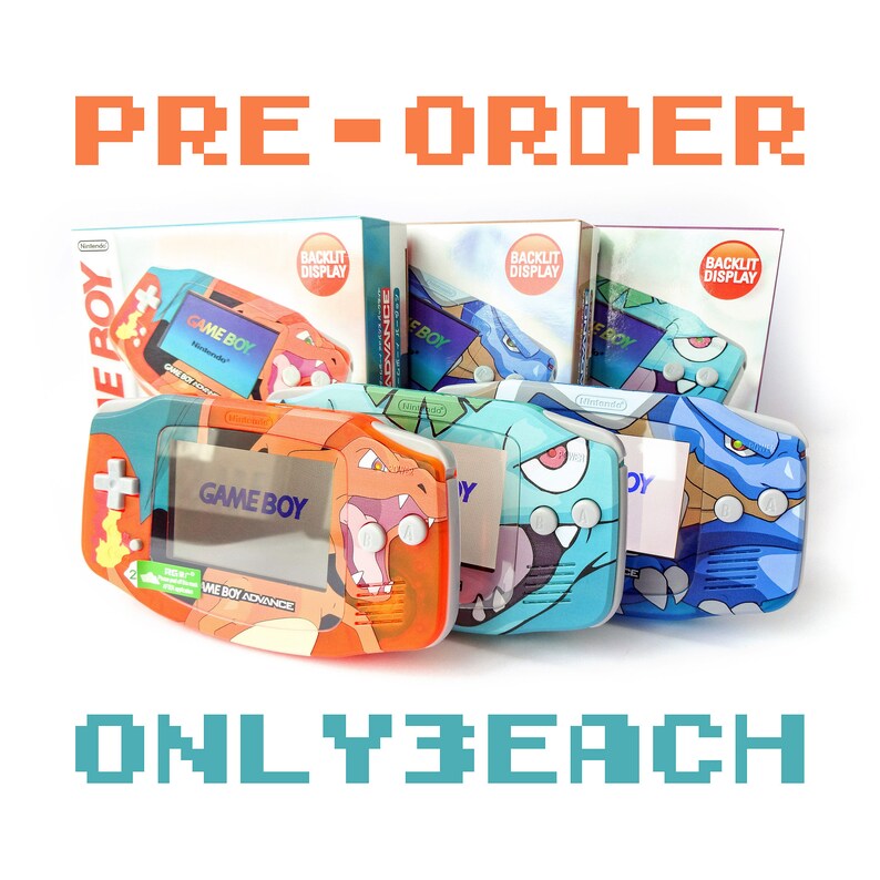 PRE-ORDER Pokemon Starters GBA Custom Backlit Nintendo Game | Etsy