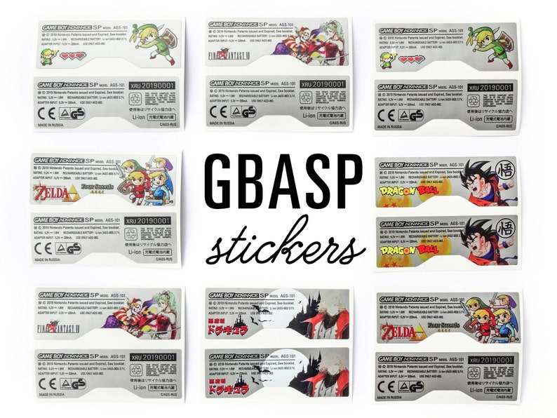 Custom GBA SP Vinyl Stickers Nintendo Game Boy Advance Etsy