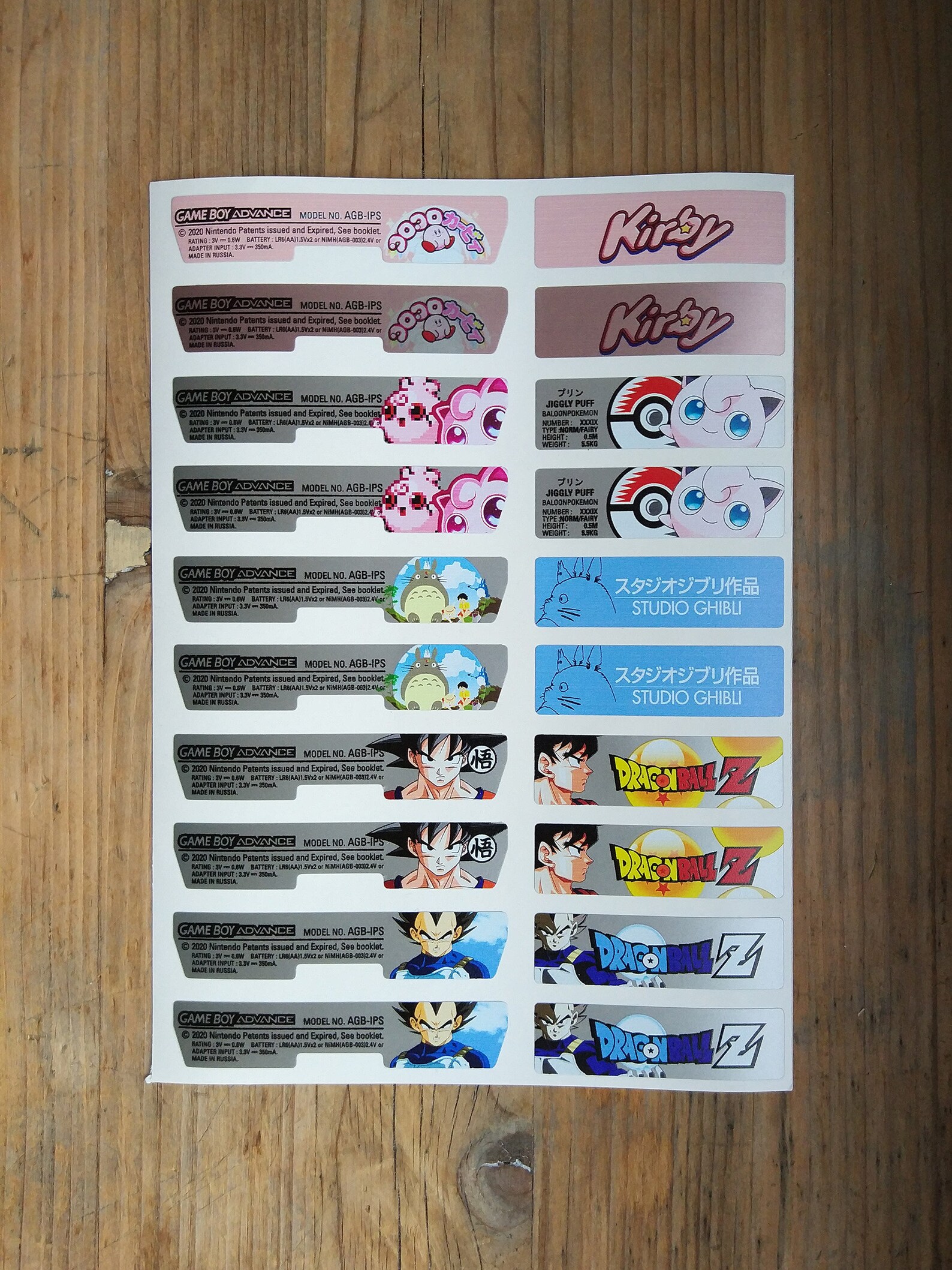 Custom GBA Vinyl Stickers Nintendo Game Boy Advance Etsy