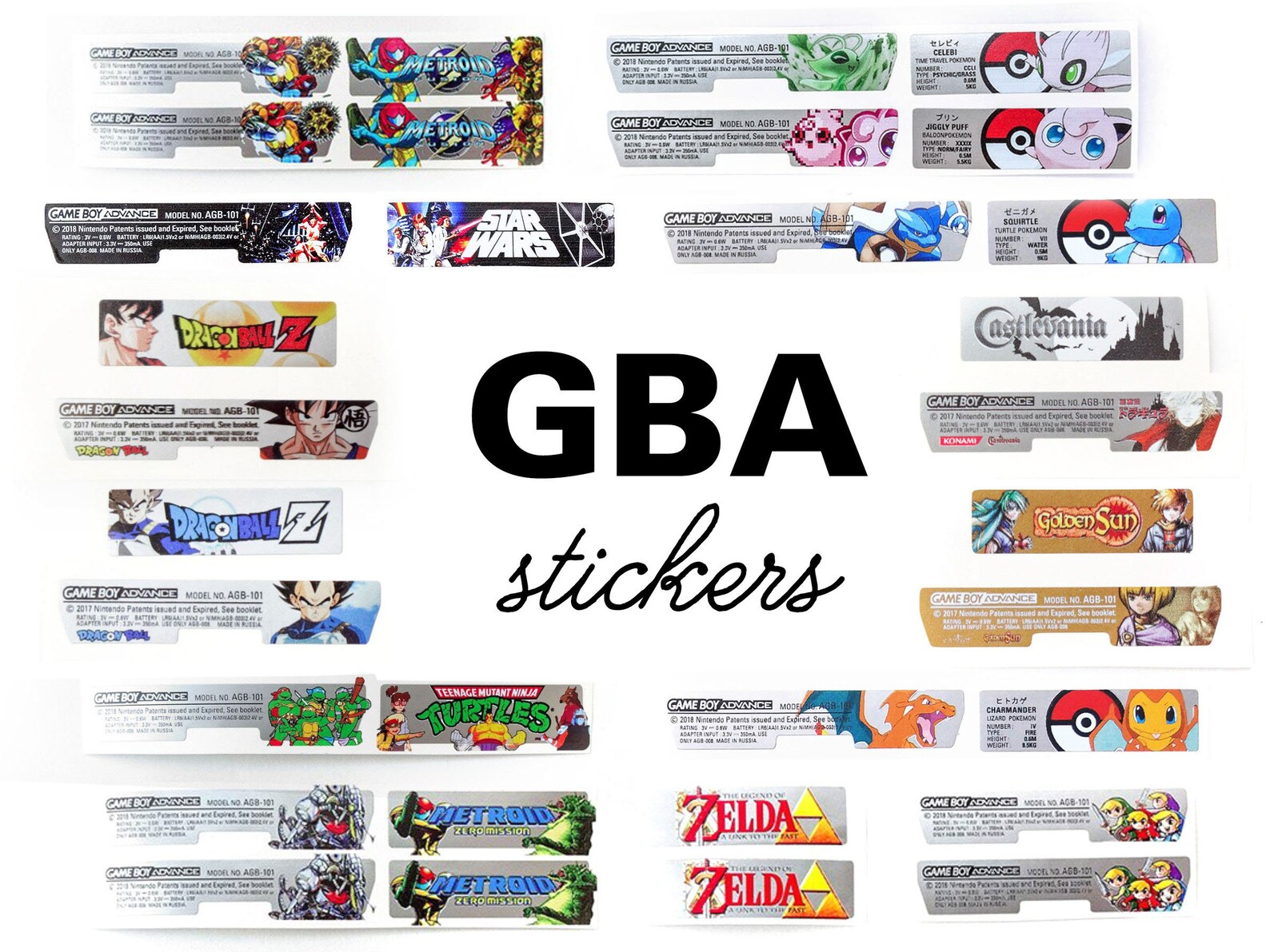Custom GBA Vinyl Stickers Nintendo Game Boy Advance | Etsy