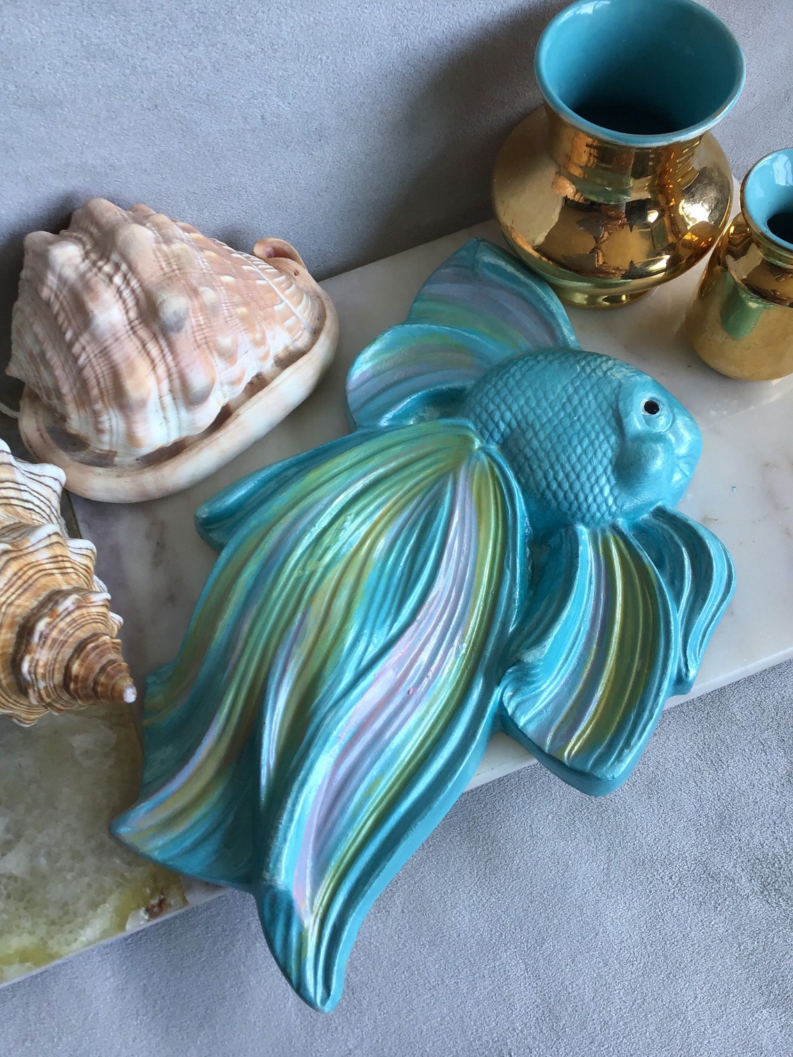 1990s Plaster of Paris Tropical Fish Wall Hanging Decor Etsy