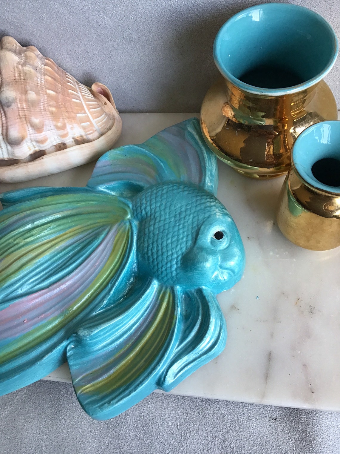 1990s Plaster of Paris Tropical Fish Wall Hanging Decor Etsy