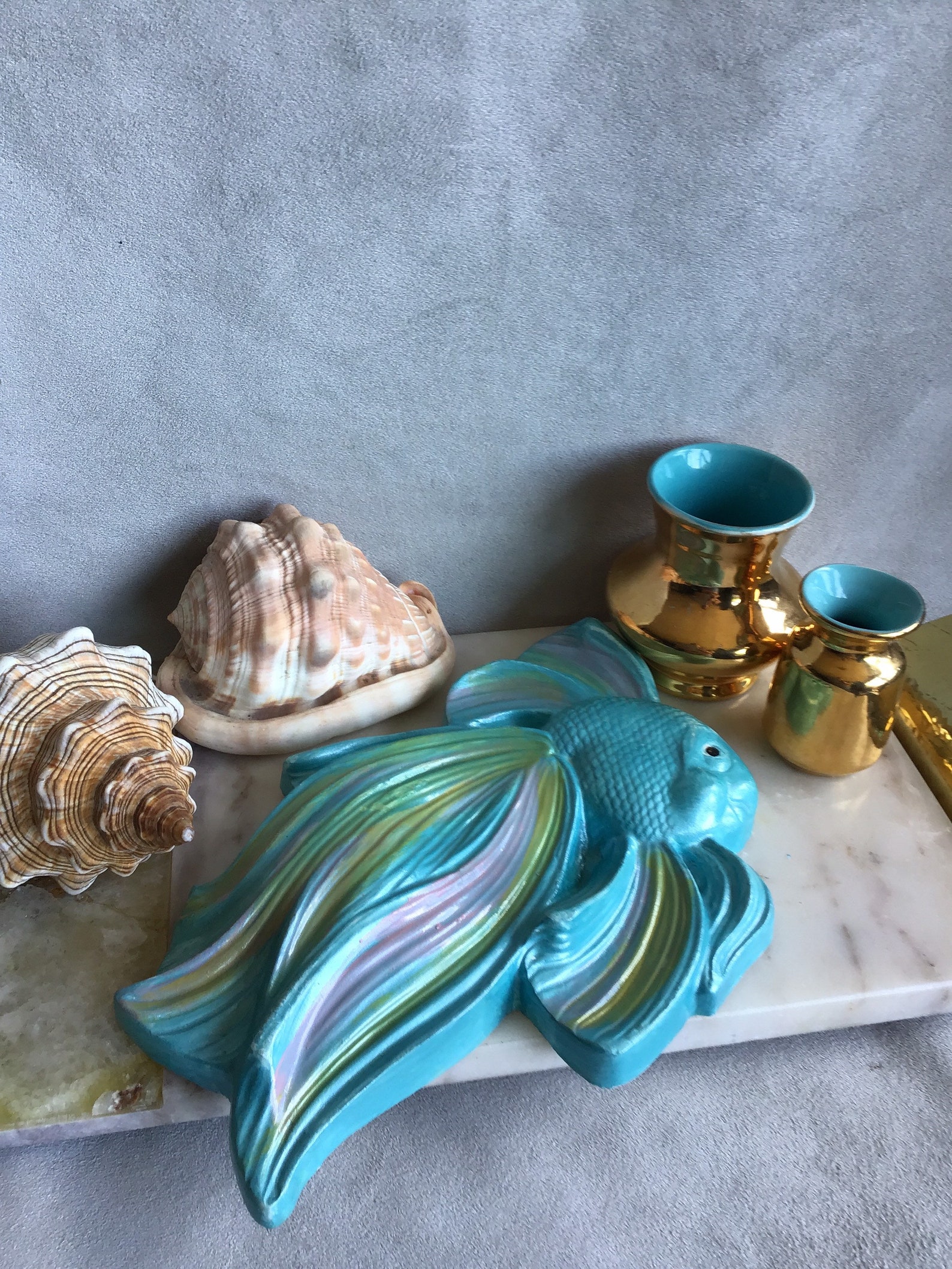 1990s Plaster of Paris Tropical Fish Wall Hanging Decor Etsy