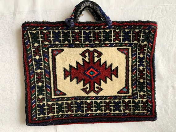 Vintage Ethnic Hand Woven Anatolian Wool Carpet B… - image 2