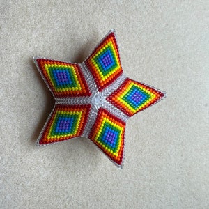 Double sided 3d Peyote Rainbow star beading pattern