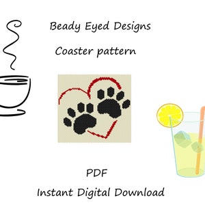 Paw print love heart  peyote mini pattern