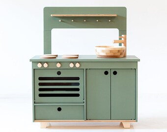 Dusty Green Wooden Play Kitchen