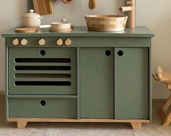 Dusty Green Plywood Play Kitchen
