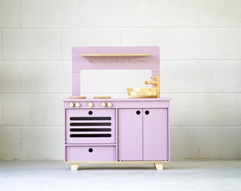 Handcrafted Wooden Play Kitchen - Lilac