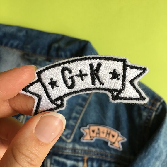 Custom Double Initial Pastel Metallic Embroidered Banner Patch Etsy