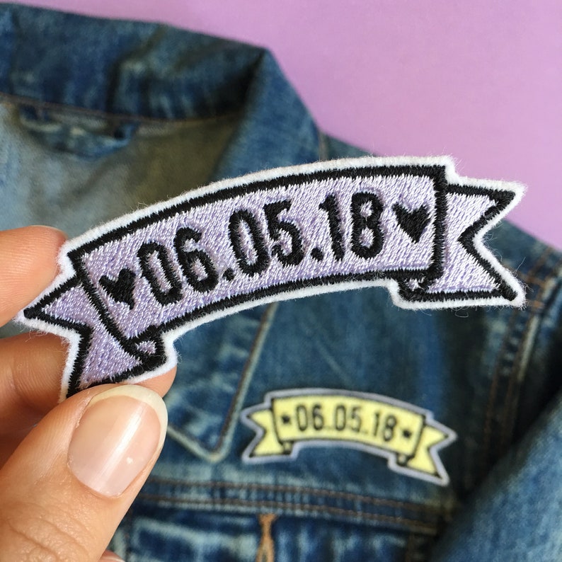 New X1 Custom Date Pastel Metallic Embroidered Banner Patch Etsy