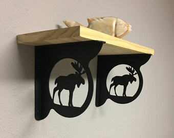 MOOSE Decorative Shelf Brackets (Set of 2), Moose Decor, Moose Theme, Decorative Shelf, Corner Bracket, Shelf Brackets, Organizational Shelf
