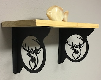 DEER HEAD Decorative Shelf Brackets (set of 2), Wildlife Decor, DeerTheme, Deer Hunter Decor, Decorative Shelf, Deer Shelf, Corner Bracket