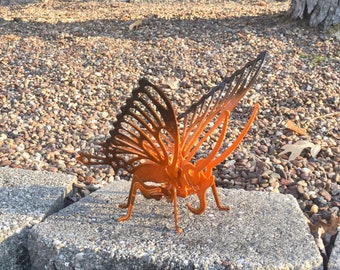 3D Metal Butterfly Garden Decor, Powder Coated Steel Sculpture