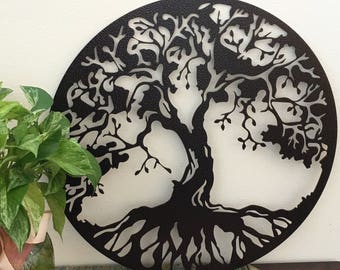 TREE OF LIFE 19" Metal Art, Tree With Roots, Tree Wall Hanging, Modern Wall Art, Tree Wall Decor, Metal Wall Art, Metal Family Tree Wall Art