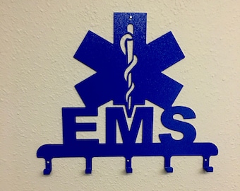 Large EMS Paramedic Wall Hook - First Responder Home or Office Decor, Medical Personnel Themed Hanger, Gift for EMS/EMT Nurse or Doctor