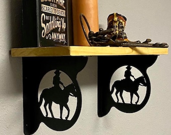 HORSE & RIDER Decorative Shelf Brackets (Set of 2), Horse Decor, Horse Theme for Tack Room, Decorative Shelf, Designer Shelf, Corner Bracket