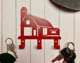 RED BARN Side View Wall Hook, Farm Theme Hook, Organization Hooks, Metal Wall Hanger, Metal Hooks, Laser Cut Powder Coated Hook, Key Hook