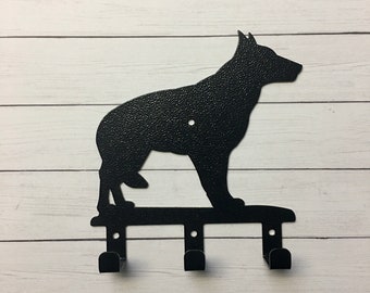GERMAN SHEPHERD Decorative Dog Wall Hook Hanger, Key Hook, Leash Hook, Wall Hanger Hooks, German Shepherd Dog, Powder Coated Metal Decor