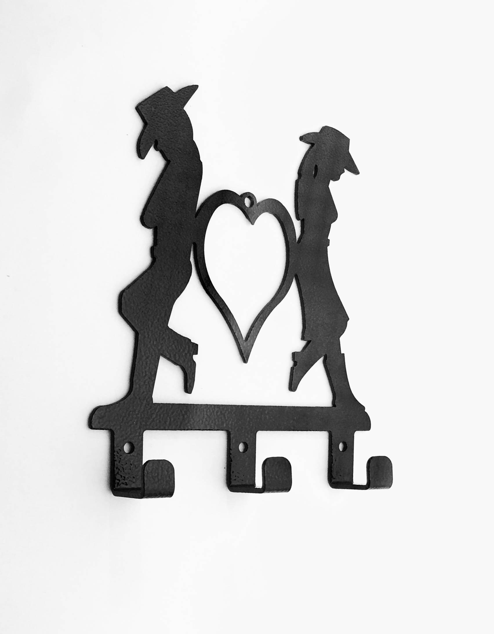 decorative wall hangers hooks on Cowboy Couple With Heart Decorative Wall Hook Hanger Etsy