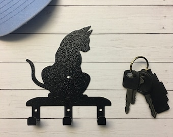 CAT Decorative Wall Hook Hanger, Key Hook Hanger, Cat Decor, Animal Theme Wall Hook, Pet Theme Decor, Metal Hook, Organizational Hook Hanger
