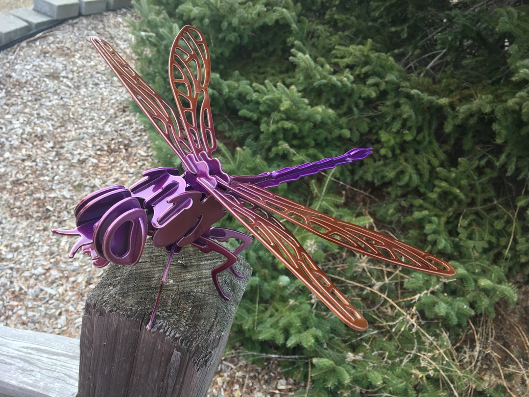 3D DRAGONFLY, Metal Yard Art, Patio and Garden Art, Spring Garden Decor, Dragonfly Pond Theme