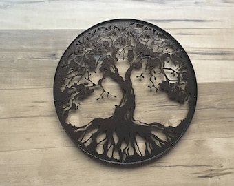 SMALL TREE of LIFE 13" Metal Art, Tree With Roots, Tree Wall Hanging, Modern Wall Art, Tree Wall Decor, Metal Wall Art, Family Tree Wall Art