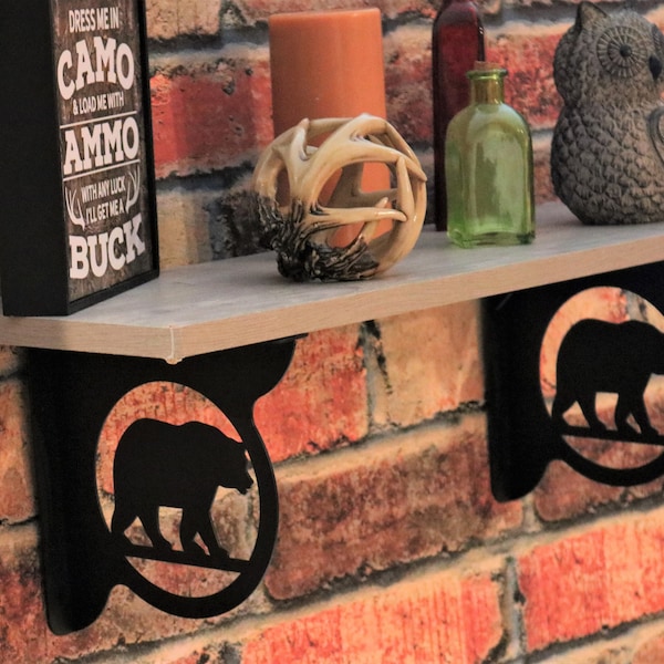 BEAR PROFILE Decorative Shelf Brackets (set of 2), Wildlife Decor, Bear Theme Decor, Organizational Shelf, Decorative Shelf, Corner Bracket