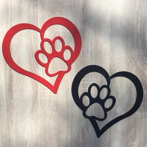 HEART AND PAW 12” Metal Sign, Pet Lover Sign, Dog Paw, Metal Wall Sign, Cat Paw, Heart Wall Hanging, Metal Home Decor, Metal Paw Print Sign
