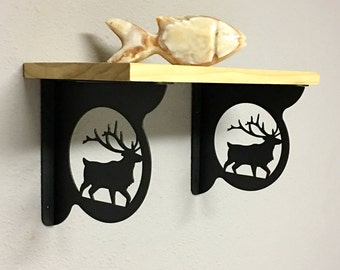 ELK Decorative Shelf Brackets (set of 2), Wildlife Decor, Elk Theme, Organizational Shelf, Decorative Shelf, Designer Shelf, Corner Bracket