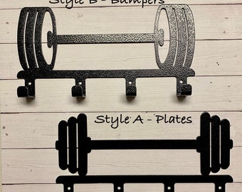 BARBELL STYLE WEIGHTLIFTER Wall Hook, Weightlifting Key Hook, Body Builder Gift, Home Gym, Exercise Room, Weight Clip Hanger, Organizer Hook