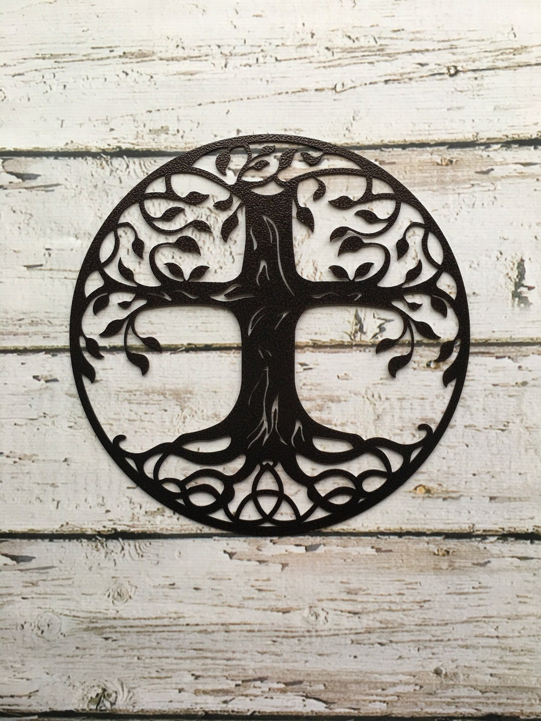 Small CROSS TREE of LIFE 13" Metal Art, Tree With Roots, Modern Tree ...