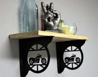 CRUISER STYLE MOTORCYCLE Decorative Shelf Brackets (set of 2), Motorcycle Decor, Biker Decor, Unique Shelf, Decorative Shelf, Corner Bracket