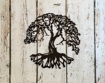 Free Formed 13&quot; Metal TREE of LIFE Wall Art, Tree With Roots, Tree Wall Hanging, Modern Wall Art, Metal Wall Decor, Family Tree Wall Decor