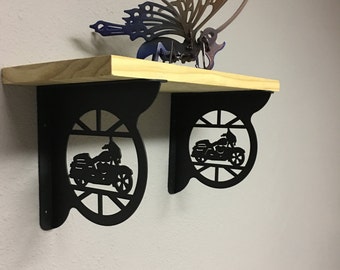 BAGGER STYLE MOTORCYCLE Decorative Shelf Brackets (set of 2), Motorcycle Decor, Biker Decor, Unique Shelf, Decorative Shelf, Corner Bracket