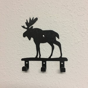 MOOSE Decorative Wall Hook Hanger, Moose Decor, Organization Hook, Metal Wall Hanger, Metal Hook, Laser Cut Powder Coated Hook, Cabin Decor