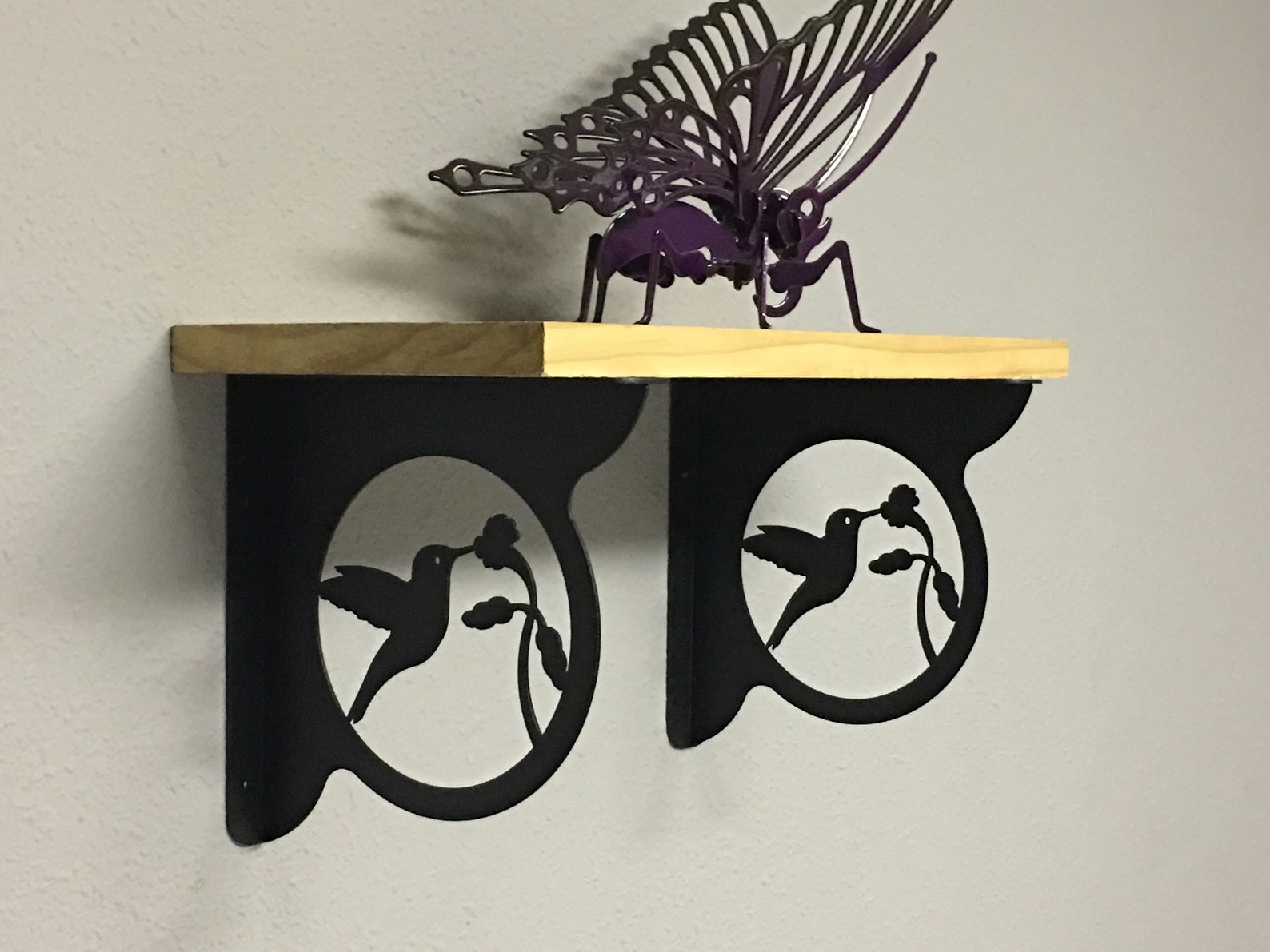 HUMMINGBIRD Decorative Shelf Brackets set of 2 Flower Etsy