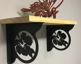 HIBISCUS FLOWER Decorative Shelf Brackets (Set of 2), Flower decor, Hibiscus Flower Theme, Decorative Shelf, Designer Shelf, Corner Bracket