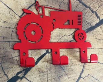RED TRACTOR Wall Hook, Tractor Theme Hook, Organization Hooks, Metal Wall Hanger, Metal Hooks, Laser Cut Powder Coated Hook, Key Hook